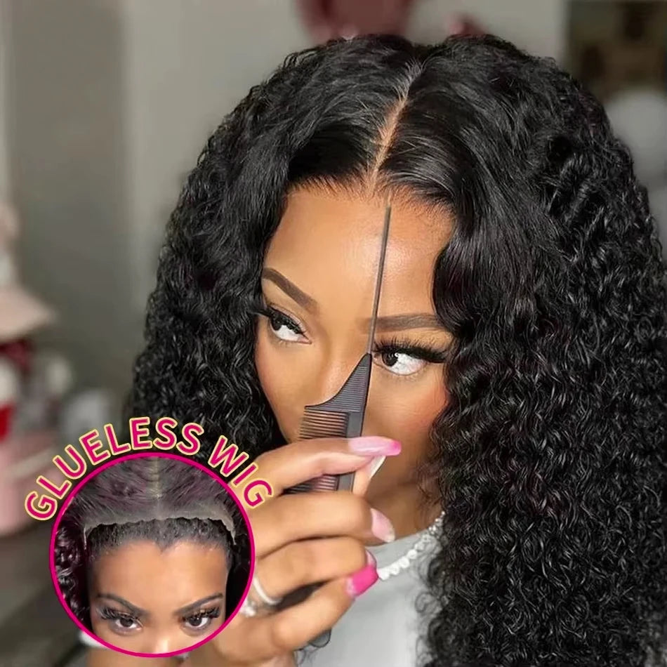 250% Deep Wave Glueless Wig 13x4 Lace Frontal Wig Curly 5x5 Lace Wear Go Glueless Wig For Women 100% Human Hair Natural Color