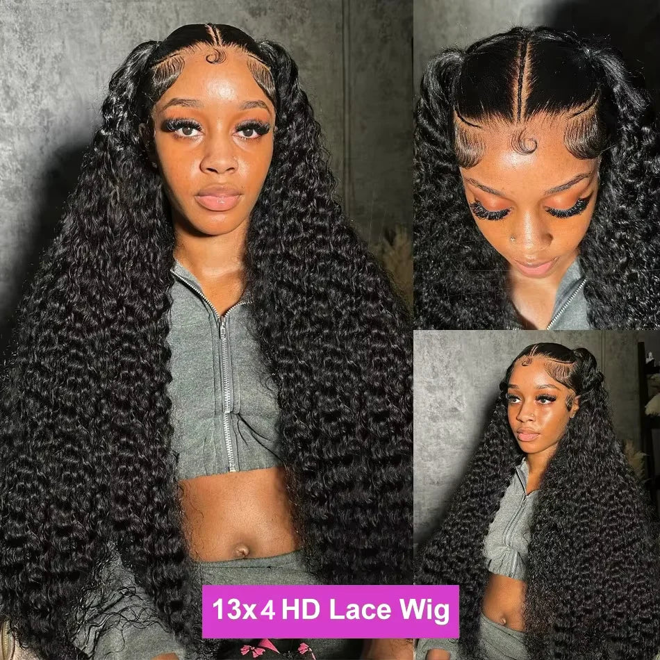 250% Deep Wave Glueless Wig 13x4 Lace Frontal Wig Curly 5x5 Lace Wear Go Glueless Wig For Women 100% Human Hair Natural Color