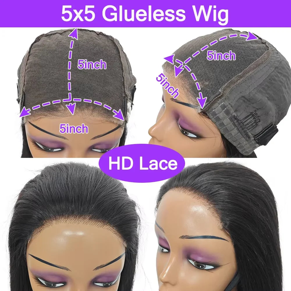 250% Deep Wave Glueless Wig 13x4 Lace Frontal Wig Curly 5x5 Lace Wear Go Glueless Wig For Women 100% Human Hair Natural Color