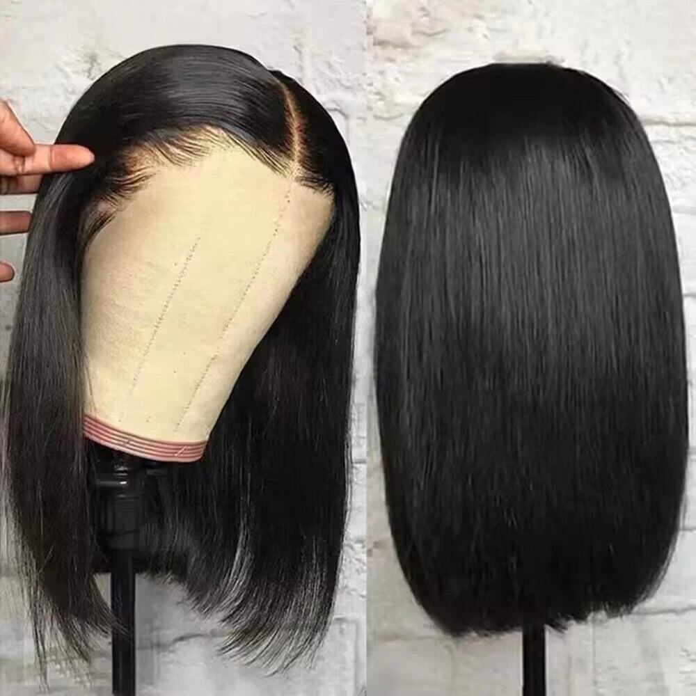 Short Bob Wig Transparent Lace Frontal Wigs Human Hair 100% Straight Bob Wigs Pre Plucked 13x4 Lace Front Wigs For Black Women
