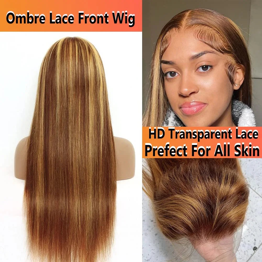 Highlight Glueless Wig Human Hair Ready To Wear And Go For Women 13x6 Hd Frontal Straight Honey Blonde Lace Front Wigs On Sale