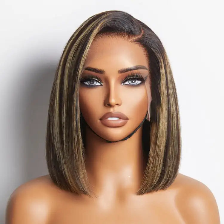 Glueless Bob Wigs Human Hair Pre Plucked Pre Cut P1b/27 5x5 HD Lace Closure Blonde Highlight Ombre Lace Front Human Hair Wigs