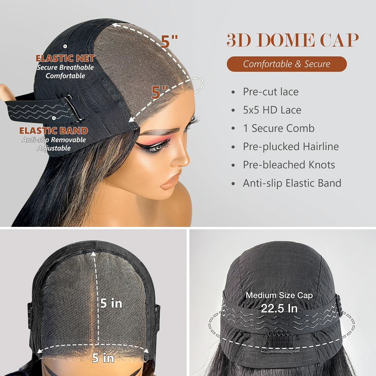 Glueless Bob Wigs Human Hair Pre Plucked Pre Cut P1b/27 5x5 HD Lace Closure Blonde Highlight Ombre Lace Front Human Hair Wigs