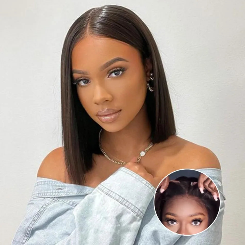 Glueless Bob Wigs Human Hair Pre Plucked Pre Cut P1b/27 5x5 HD Lace Closure Blonde Highlight Ombre Lace Front Human Hair Wigs